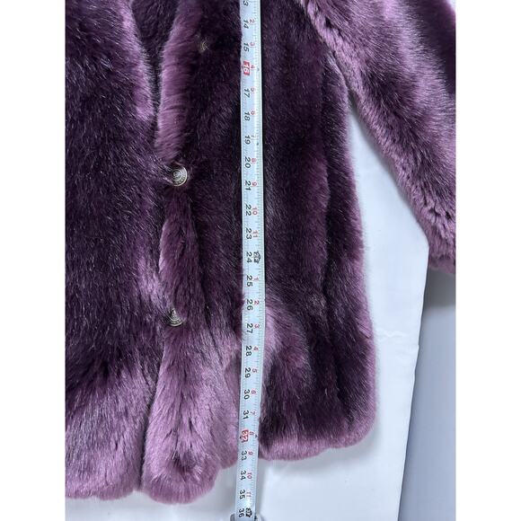 SpiritHoods RARE Dark Purple Faux Fur Coat Jacket Long Size Small Womens - Picture 8 of 10